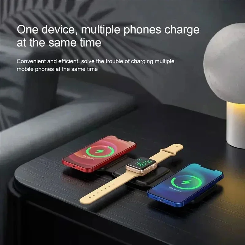 3 In 1 Magnetic Portable Wireless Charger Pad for iPhone 16 15 14 13 12 Pro Max Apple Watch AirPods Fast Charging Dock Station 3 In 1 Magnetic Portable Wireless Charger Pad for iPhone 16 15 14 13 12 Pro Max Apple Watch AirPods Fast Charging Dock Station