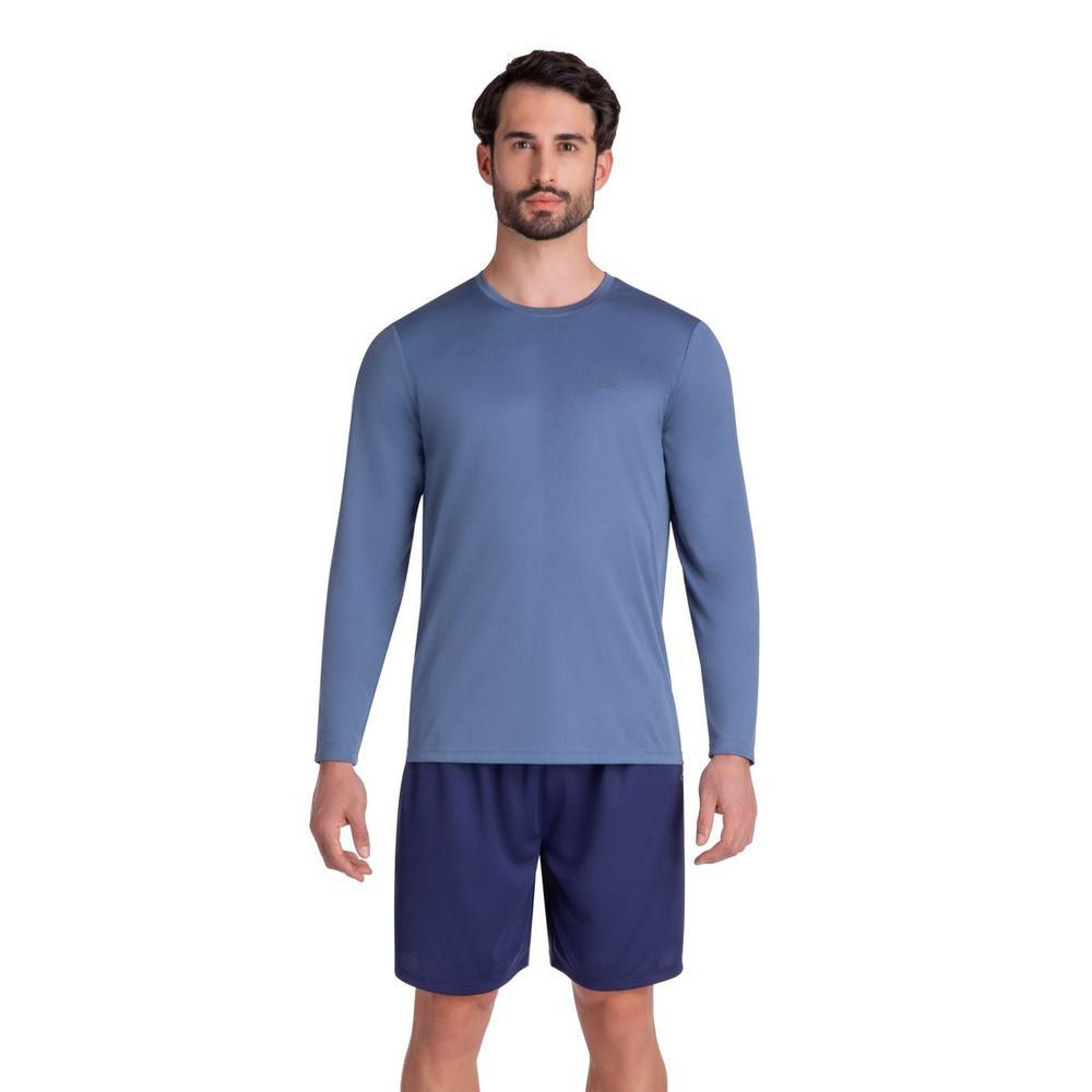 Camiseta Essential Manga Longa Olympikus P Azul