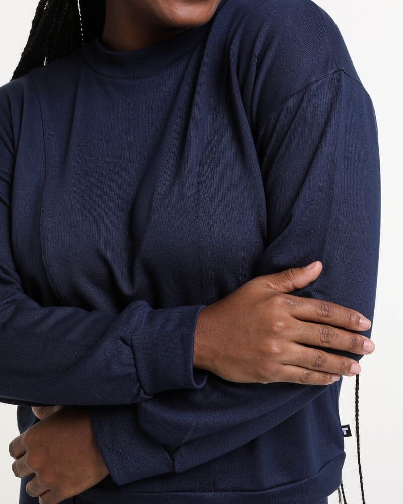 Blusa Moletom Feminino Básico Azul Marinho