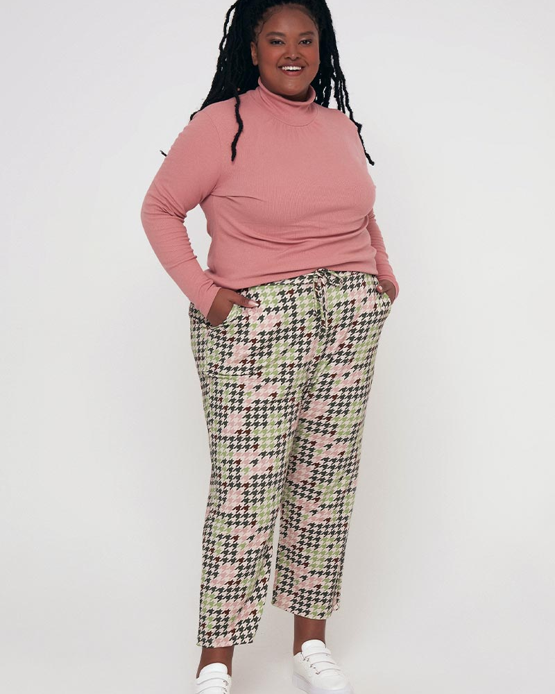 Calça Feminina Estampa Pied De Poule
