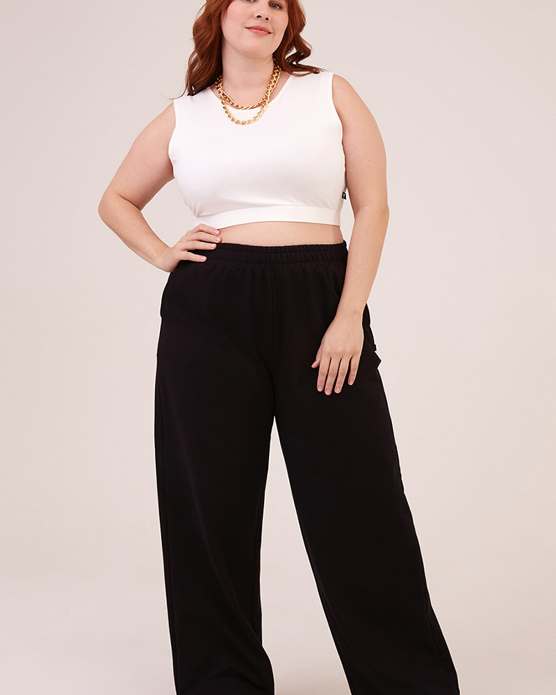 Calça Pantalona Moletom Básica Comfort Preta