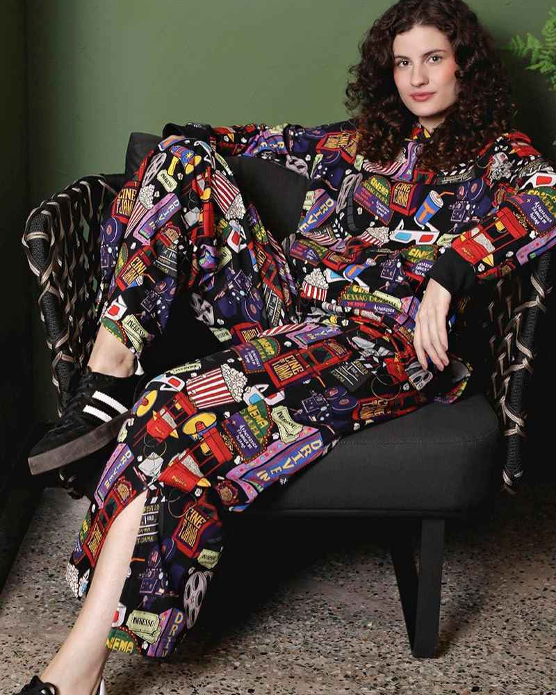 Calça Pantalona Moletom Feminina Estampa Cinema
