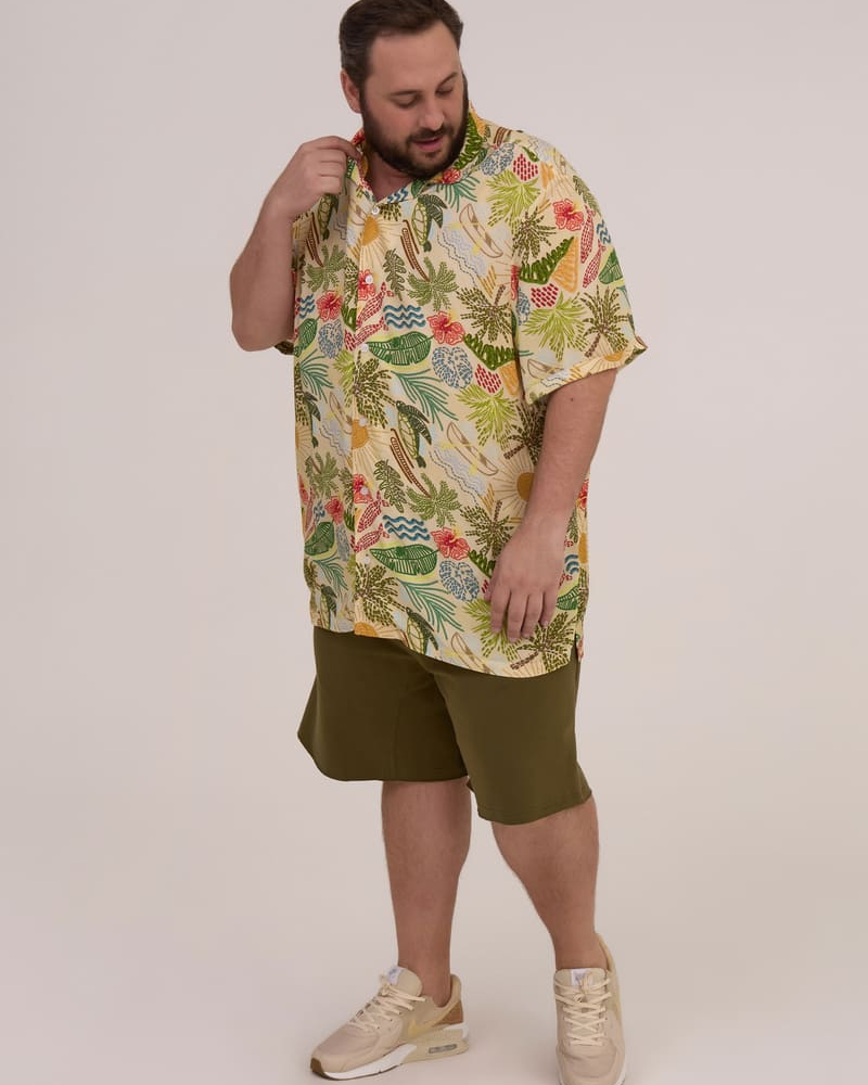 Camisa Manga Curta Estampa Aloha Camisa Manga Curta Estampa Aloha