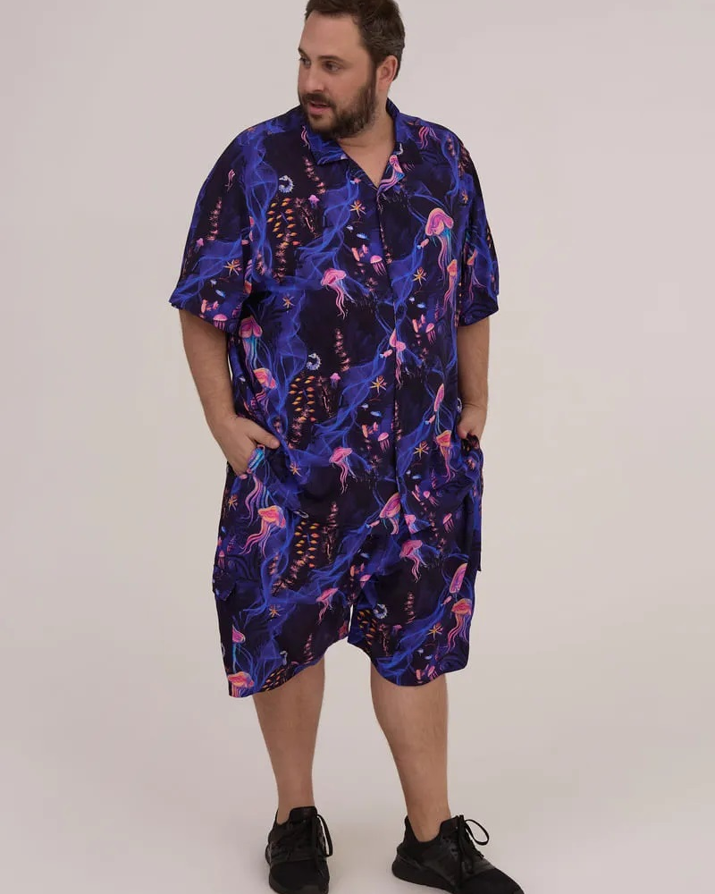 Camisa Manga Curta Estampa Subaquática Camisa Manga Curta Estampa Subaquática