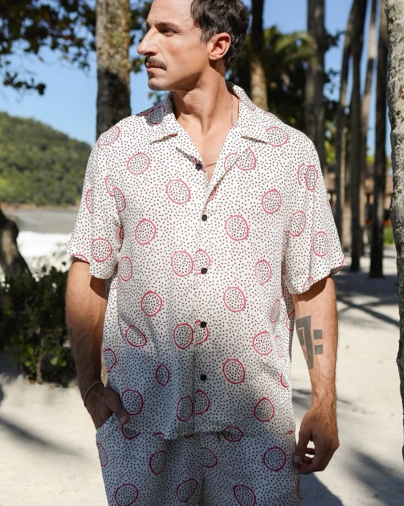 Camisa Manga Curta Masculina Estampa Pitaya Camisa Manga Curta Masculina Estampa Pitaya