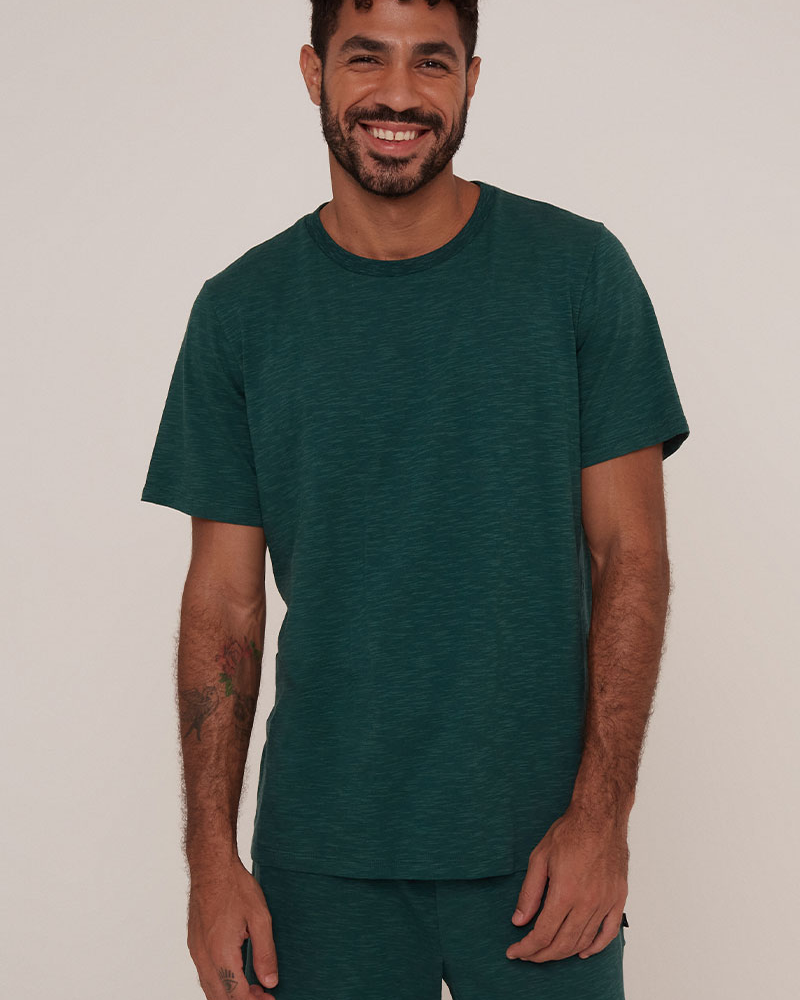 Camiseta Malha Flamê Verde Esmeralda Camiseta Malha Flamê Verde Esmeralda