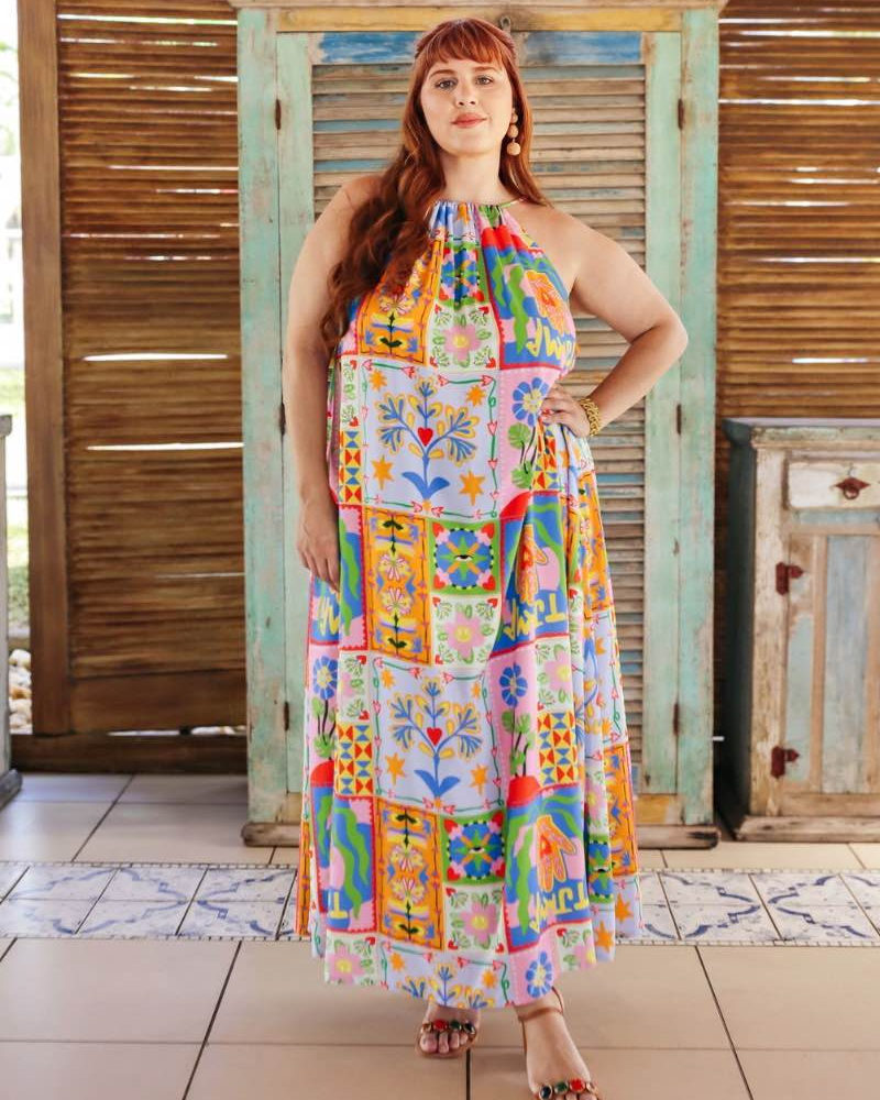 Vestido Longo Alça Fina Estampa Zazulejo Vestido Longo Alça Fina Estampa Zazulejo