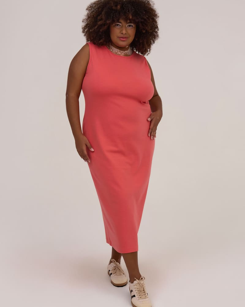 Vestido Regata Básico Canelado Coral Vestido Regata Básico Canelado Coral