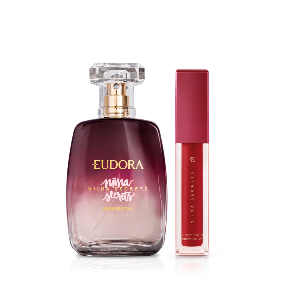 Combo Niina Secrets: Bloom Desodorante Colônia 100ml + Batom Skinny Matte Vermelho Hibisco 4ml Combo Niina Secrets: Bloom Desodorante Colônia 100ml + Batom Skinny Matte Vermelho Hibisco 4ml