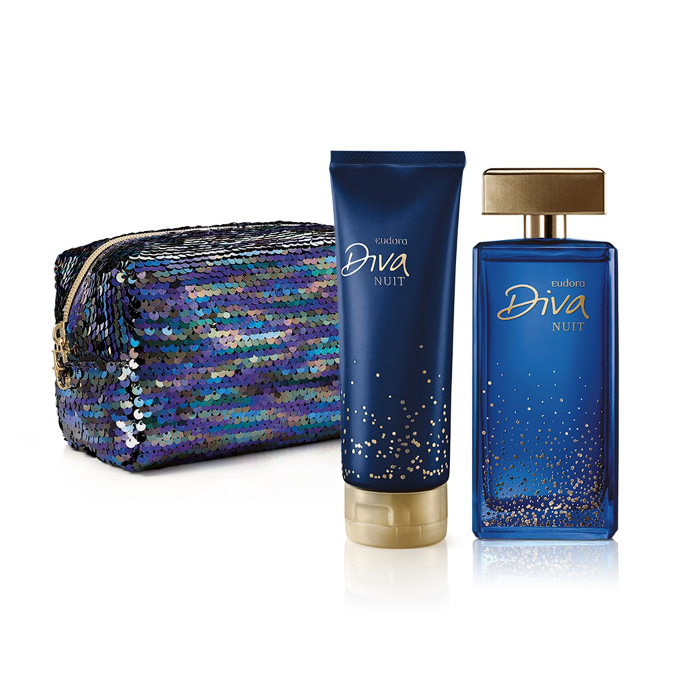 Kit Diva Nuit Colônia Desodorante + Hidratante Desodorante + Nécessaire Kit Diva Nuit Colônia Desodorante + Hidratante Desodorante + Nécessaire