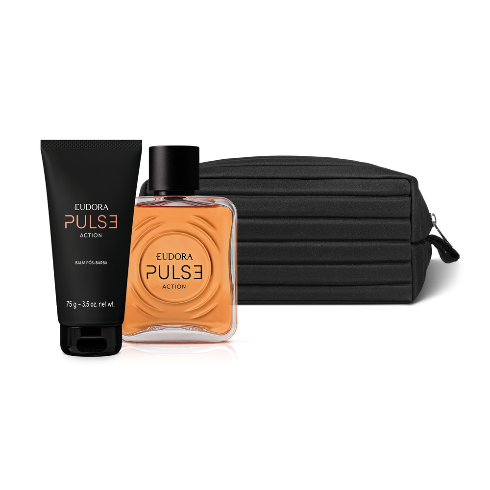 Combo Eudora Pulse Action: Desodorante Colônia 100ml + Balm Pós-Barba 75g + Nécessaire Combo Eudora Pulse Action: Desodorante Colônia 100ml + Balm Pós-Barba 75g + Nécessaire