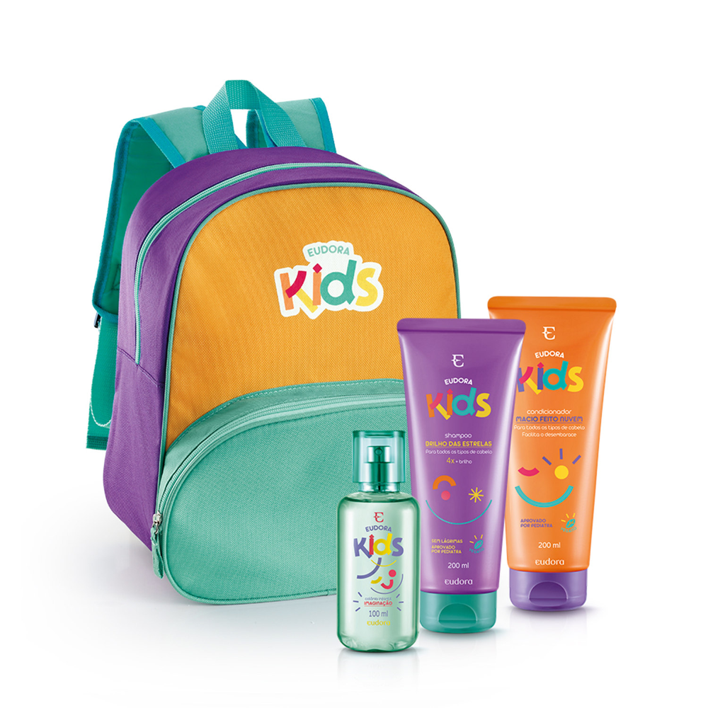 Combo Eudora Kids: Colônia Imaginação + Shampoo + Condicionador + Mochila Infantil Combo Eudora Kids: Colônia Imaginação + Shampoo + Condicionador + Mochila Infantil