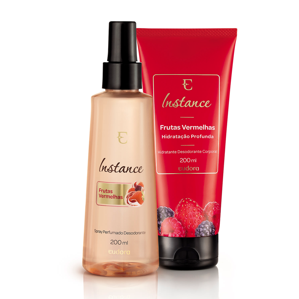 Combo Instance Frutas Vermelhas: Hidratante Corporal 200ml + Spray Perfumado 200ml Combo Instance Frutas Vermelhas: Hidratante Corporal 200ml + Spray Perfumado 200ml