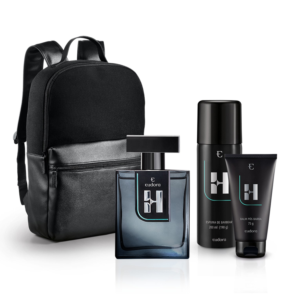 Kit Eudora H Colônia Desodorante + Balm Pós Barba + Espuma de Barbear + Mochila Kit Eudora H Colônia Desodorante + Balm Pós Barba + Espuma de Barbear + Mochila