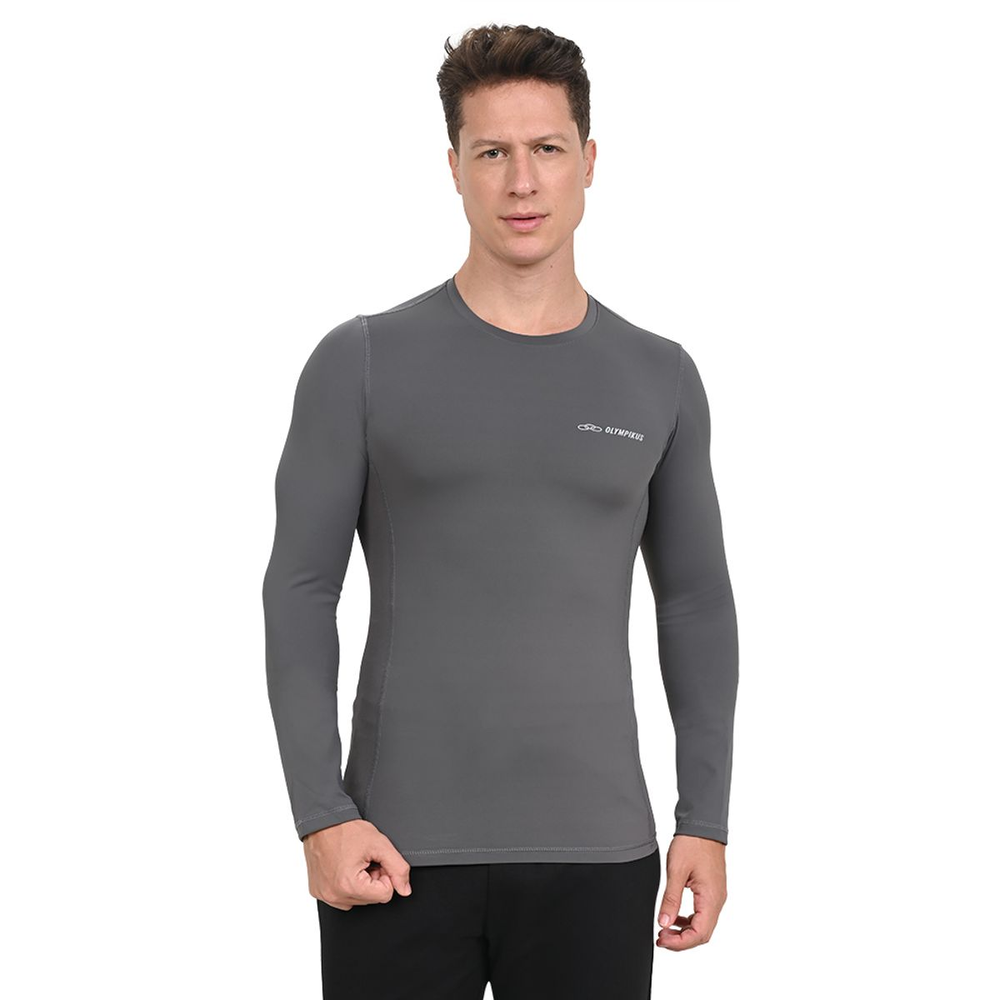 Camiseta Manga Longa Flex Compression Olympikus Masculina GG Cinza Camiseta Manga Longa Flex Compression Olympikus Masculina GG Cinza