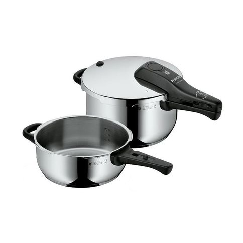 Conjunto de 2 Panelas de Pressão Perfect Pro em Aço Inox com Tampa de Indução WMF Conjunto de 2 Panelas de Pressão Perfect Pro em Aço Inox com Tampa de Indução WMF