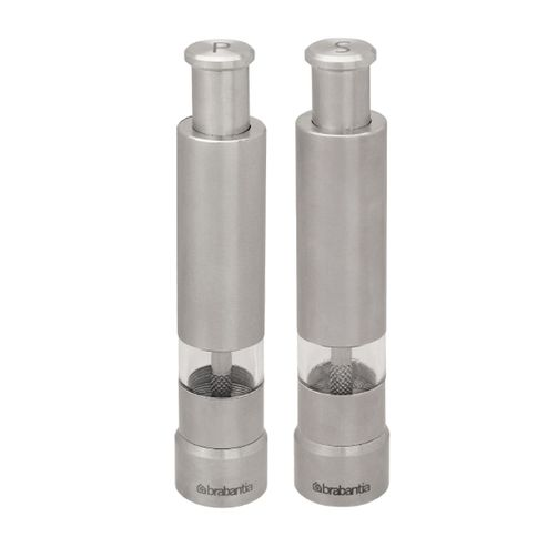 Conjunto de 2 Moedores para Sal e Pimenta em Aço Inox 14 cm Get Together Brabantia Conjunto de 2 Moedores para Sal e Pimenta em Aço Inox 14 cm Get Together Brabantia