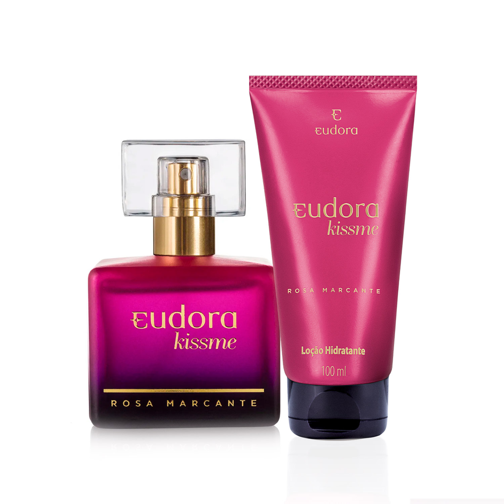 Combo Eudora Kiss Me Rosa Marcante: Loção Desodorante Hidratante Corporal 100ml + Colônia Desodorante 50ml