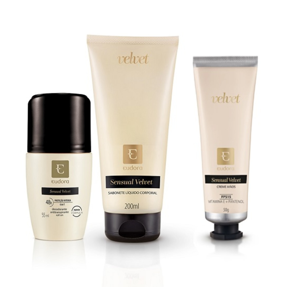Kit Sensual Velvet Hidratante Desodorante Mãos + Desodorante + Sabonete Kit Sensual Velvet Hidratante Desodorante Mãos + Desodorante + Sabonete