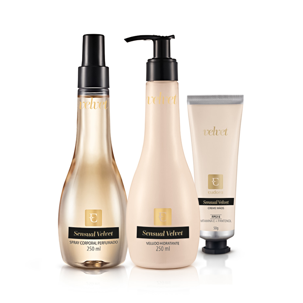 Kit Sensual Velvet: Desodorante Colônia + Loção Desodorante Hidratante + Creme para Mãos Kit Sensual Velvet: Desodorante Colônia + Loção Desodorante Hidratante + Creme para Mãos