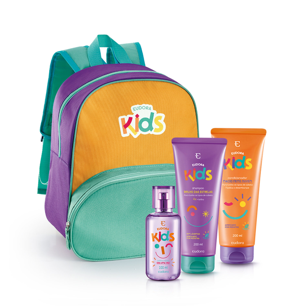 Combo Eudora Kids: Colônia Era Uma Vez + Shampoo + Condicionador + Mochila Infantil Combo Eudora Kids: Colônia Era Uma Vez + Shampoo + Condicionador + Mochila Infantil
