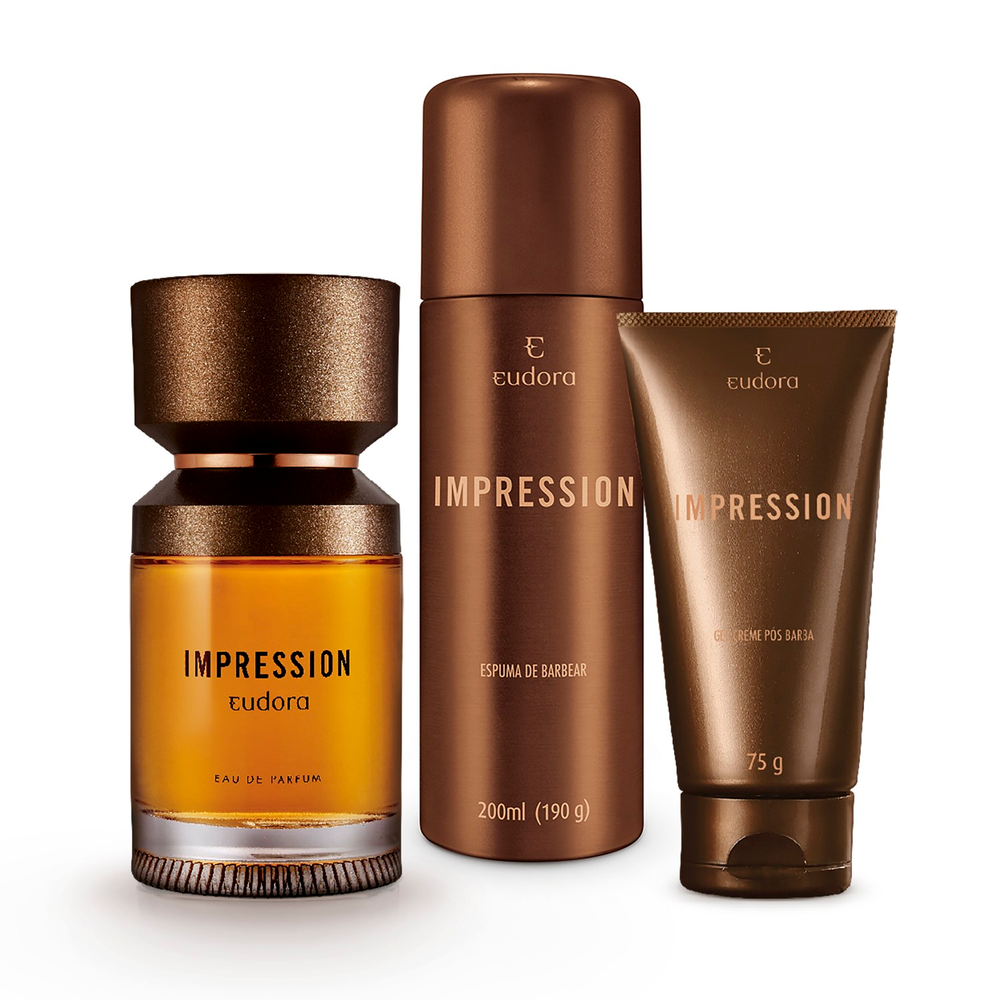 Combo Impression: Eau de Parfum 100ml + Espuma de Barbear 200ml + Gel Pós Barba 75g Combo Impression: Eau de Parfum 100ml + Espuma de Barbear 200ml + Gel Pós Barba 75g