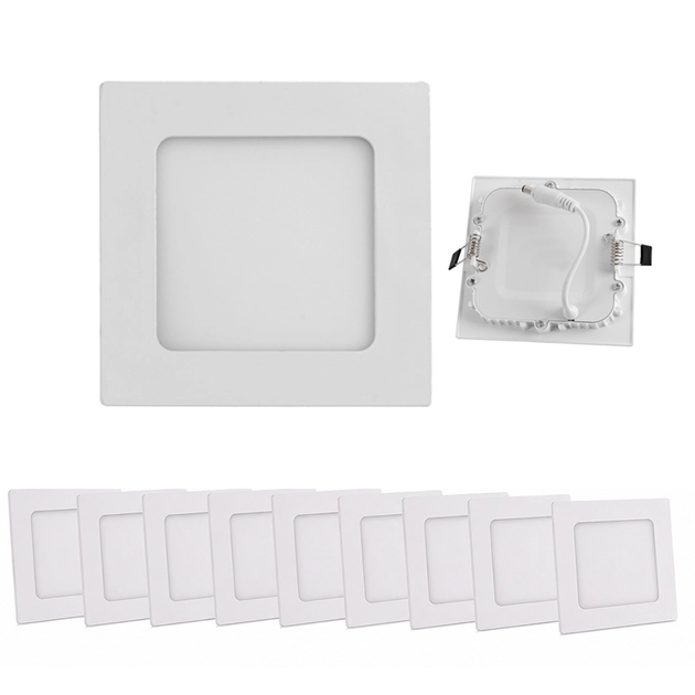 Kit 10 Plafons LED De Embutir Quadrado Branco 6W 12Cm X 12Cm Kit 10 Plafons LED De Embutir Quadrado Branco 6W 12Cm X 12Cm