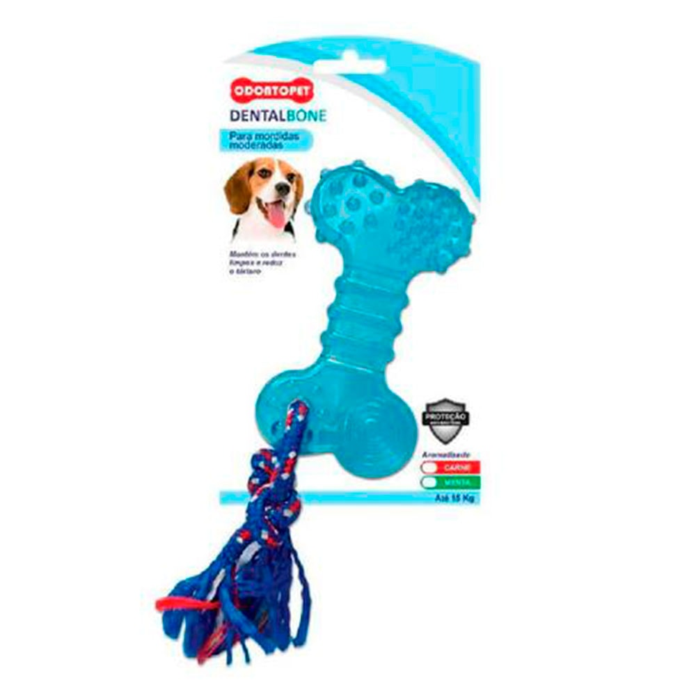 Mordedor Osso Dentalbone Flat Com Corda Cães Até 15kg Azul Odontopet Mordedor Osso Dentalbone Flat Com Corda Cães Até 15kg Azul Odontopet