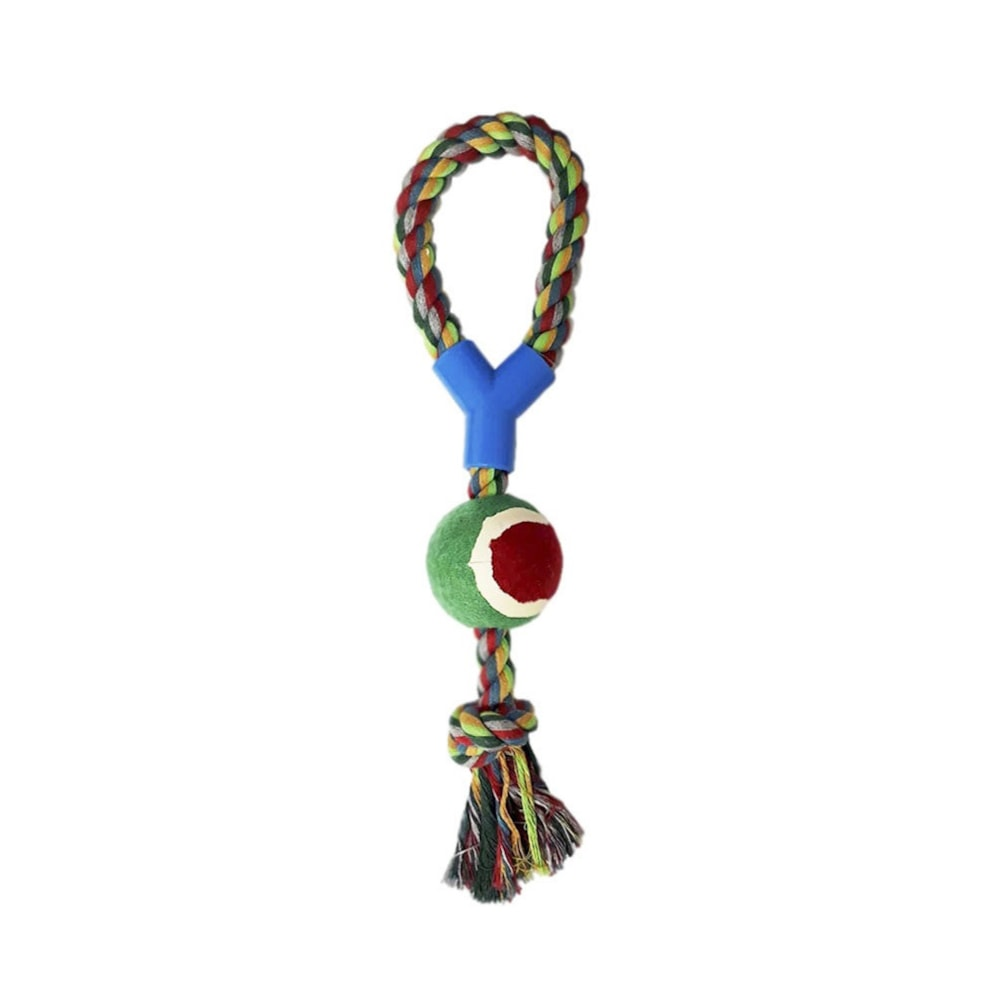 Brinquedo Mordedor Forca Com Bola de Tênis Chalesco Brinquedo Mordedor Forca Com Bola de Tênis Chalesco