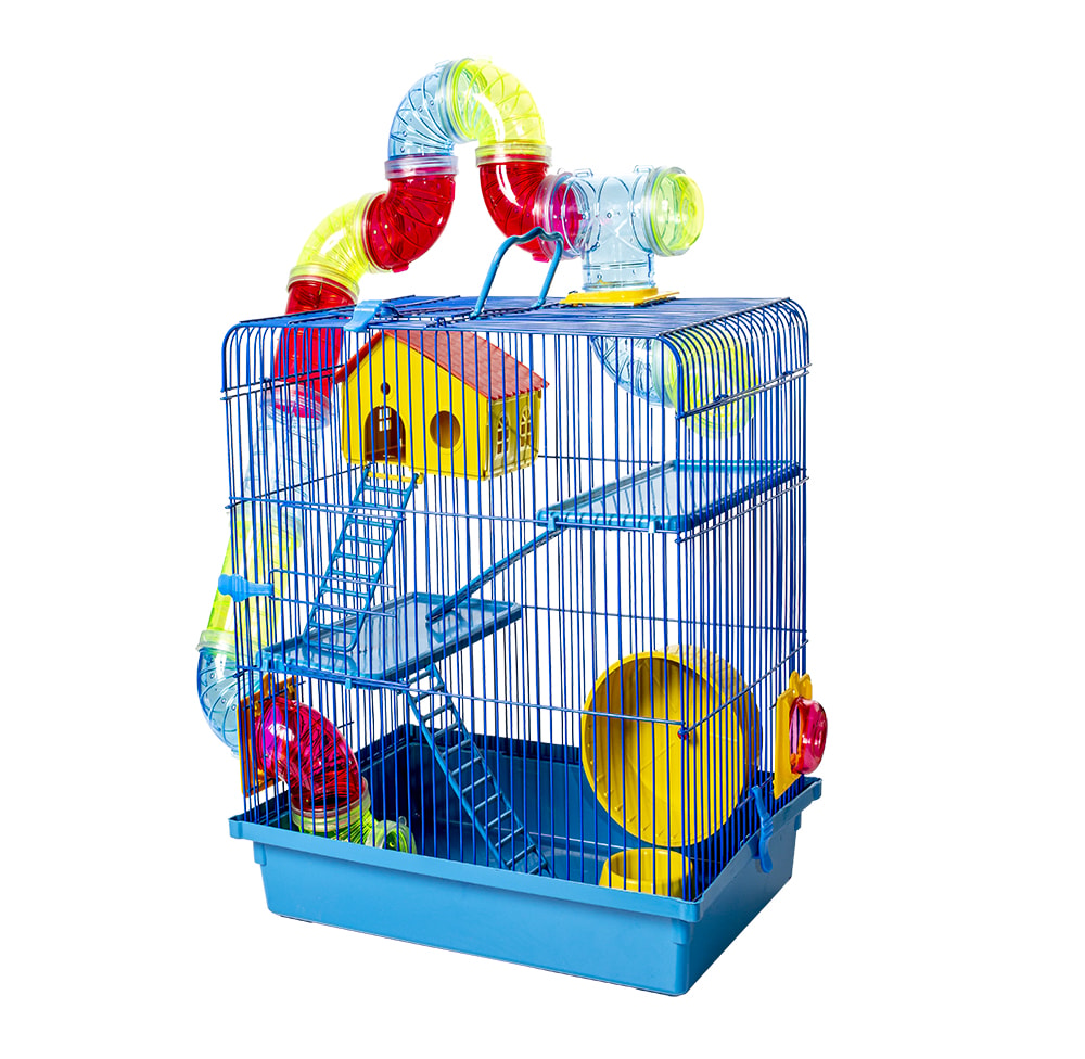 Gaiola 3 Andares Para Hamster Azul Jel Plast Gaiola 3 Andares Para Hamster Azul Jel Plast