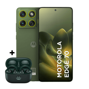 Kit smartphone motorola edge 70 256GB e fone moto buds loop 24GB (8GB RAM + 16GB RAM Boost), Ultrafino, 3 cameras 50MP e tela extreme Amoled 120hz - Bronze Green
