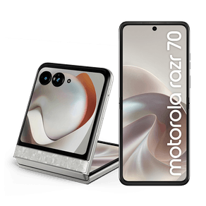 Smartphone Motorola Razr 70 5G 256GB 24GB (8GB RAM+16GB Ram Boost), tela interna 6.9" e externa 3.6", extreme AMOLED, câmera 50MP, IP48 - Branco Perolado