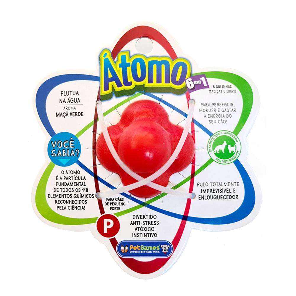 Brinquedo Para Cães Bola Maciça Átomo Vermelho Pet Games - Tam.P Brinquedo Para Cães Bola Maciça Átomo Vermelho Pet Games - Tam.P