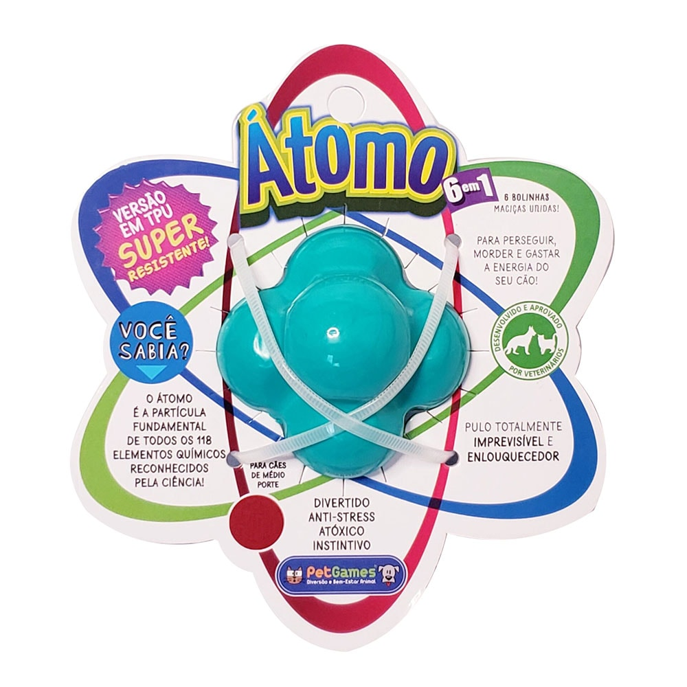 Brinquedo Para Cães Bola Maciça Super Átomo Verde água Pet Games - Tam Brinquedo Para Cães Bola Maciça Super Átomo Verde água Pet Games - Tam