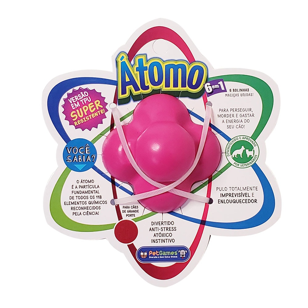 Brinquedo Para Cães Bola Maciça Super Átomo Pink Pet Games - Tam.M Brinquedo Para Cães Bola Maciça Super Átomo Pink Pet Games - Tam.M