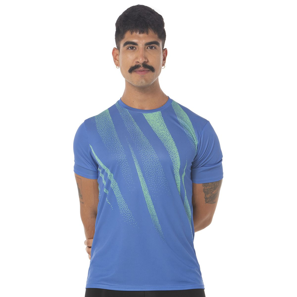 Camiseta de Corrida Mizuno Core Graphic Masculina P Azul Camiseta de Corrida Mizuno Core Graphic Masculina P Azul