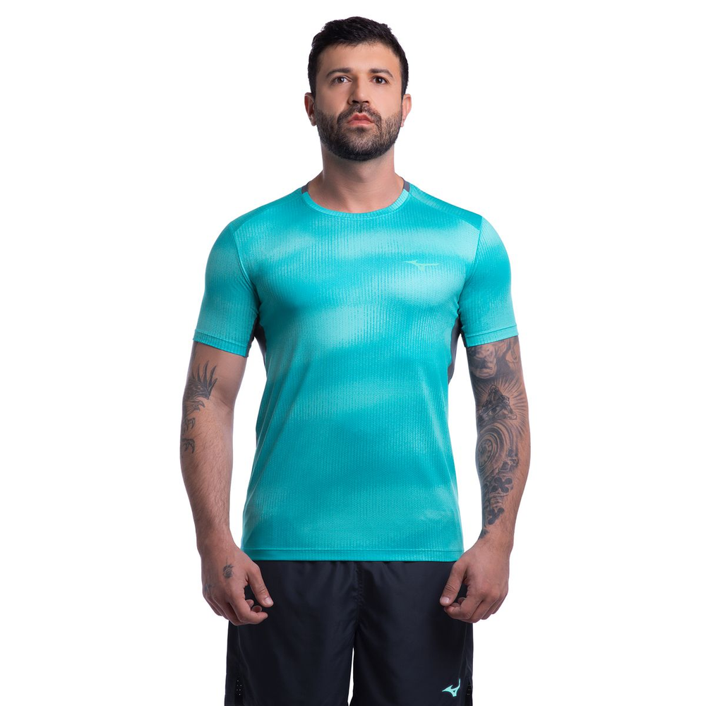 Camiseta de Corrida Mizuno Run Easy 5 Masculina P Azul Camiseta de Corrida Mizuno Run Easy 5 Masculina P Azul