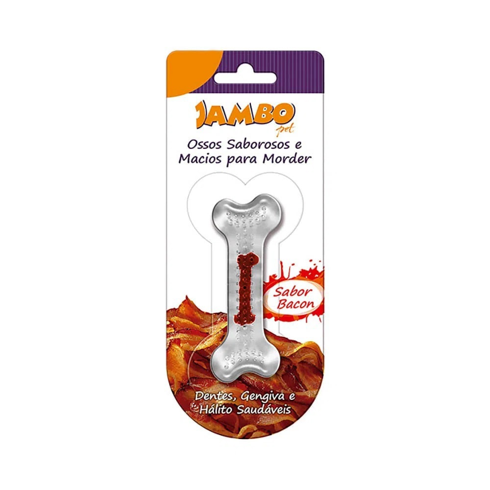 Brinquedo Cães Jambo Osso Silicone Boninho Pequeno Bacon Brinquedo Cães Jambo Osso Silicone Boninho Pequeno Bacon