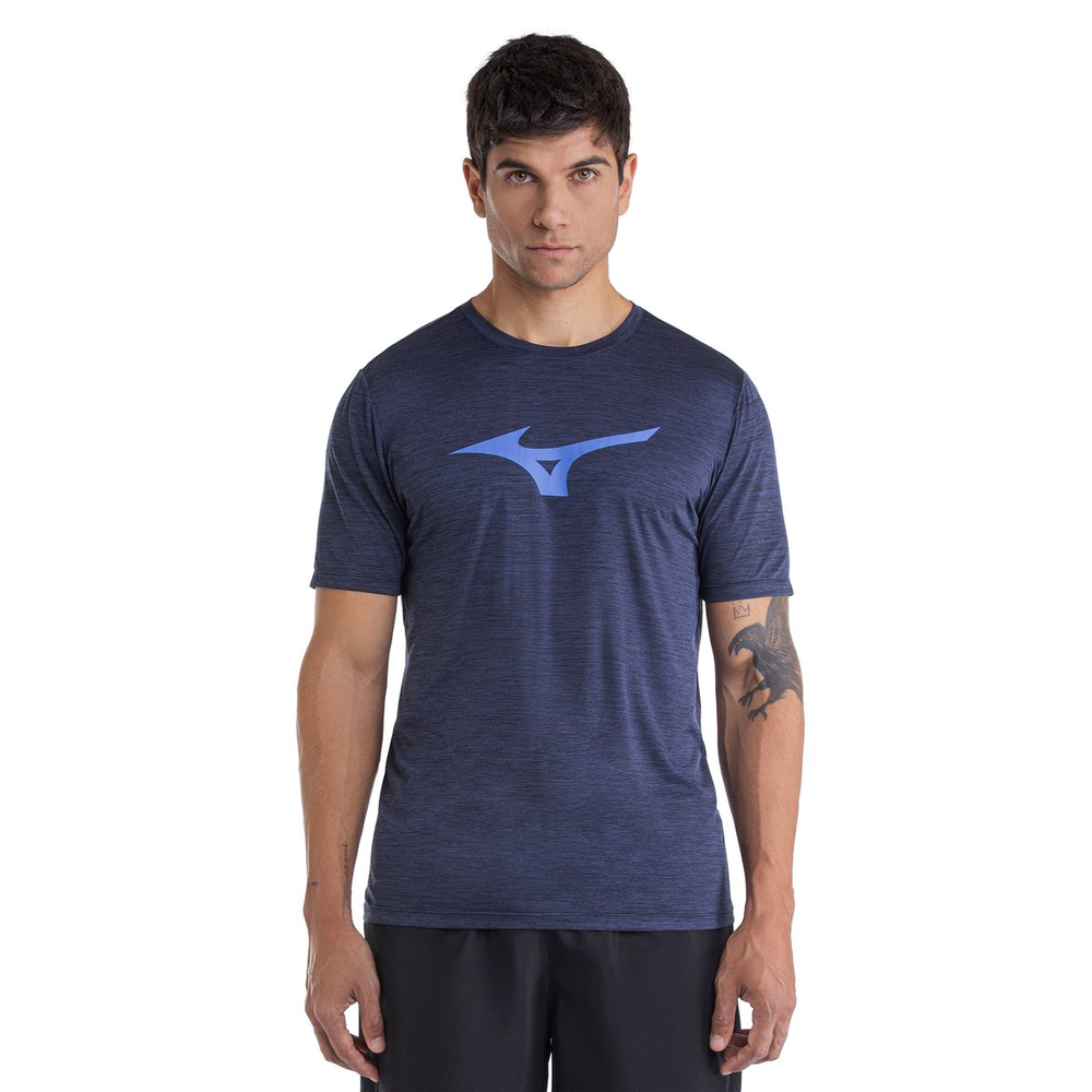 Camiseta de Corrida Mizuno Run Spark Mescla Masculina M Azul Camiseta de Corrida Mizuno Run Spark Mescla Masculina M Azul