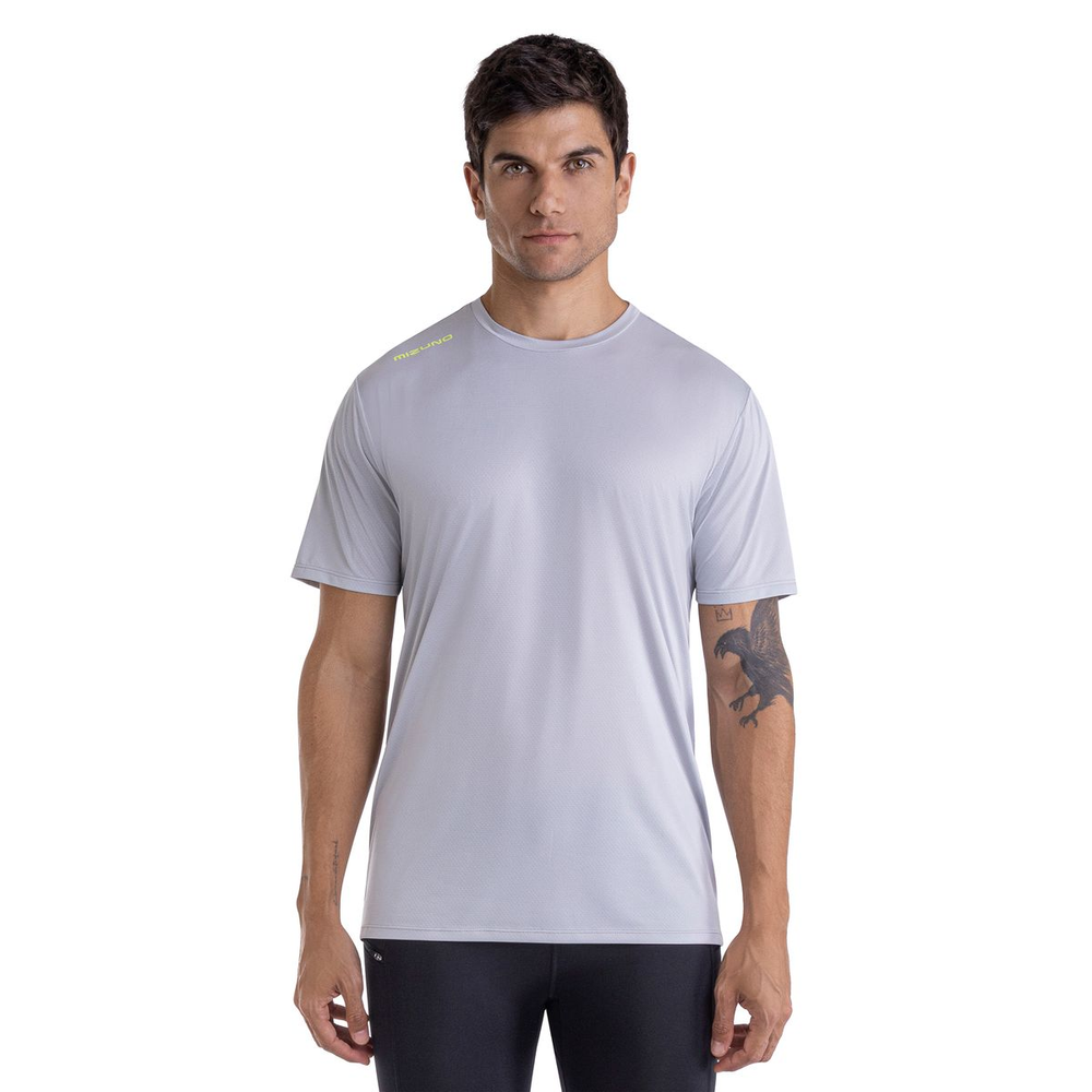 Camiseta de Corrida Mizuno Focus Stamp M Cinza Camiseta de Corrida Mizuno Focus Stamp M Cinza