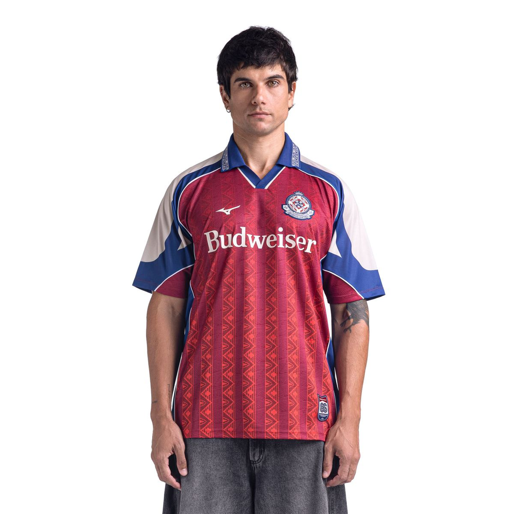 Camisa Polo Mizuno x Budweiser Legends United 86 P Vermelho Camisa Polo Mizuno x Budweiser Legends United 86 P Vermelho