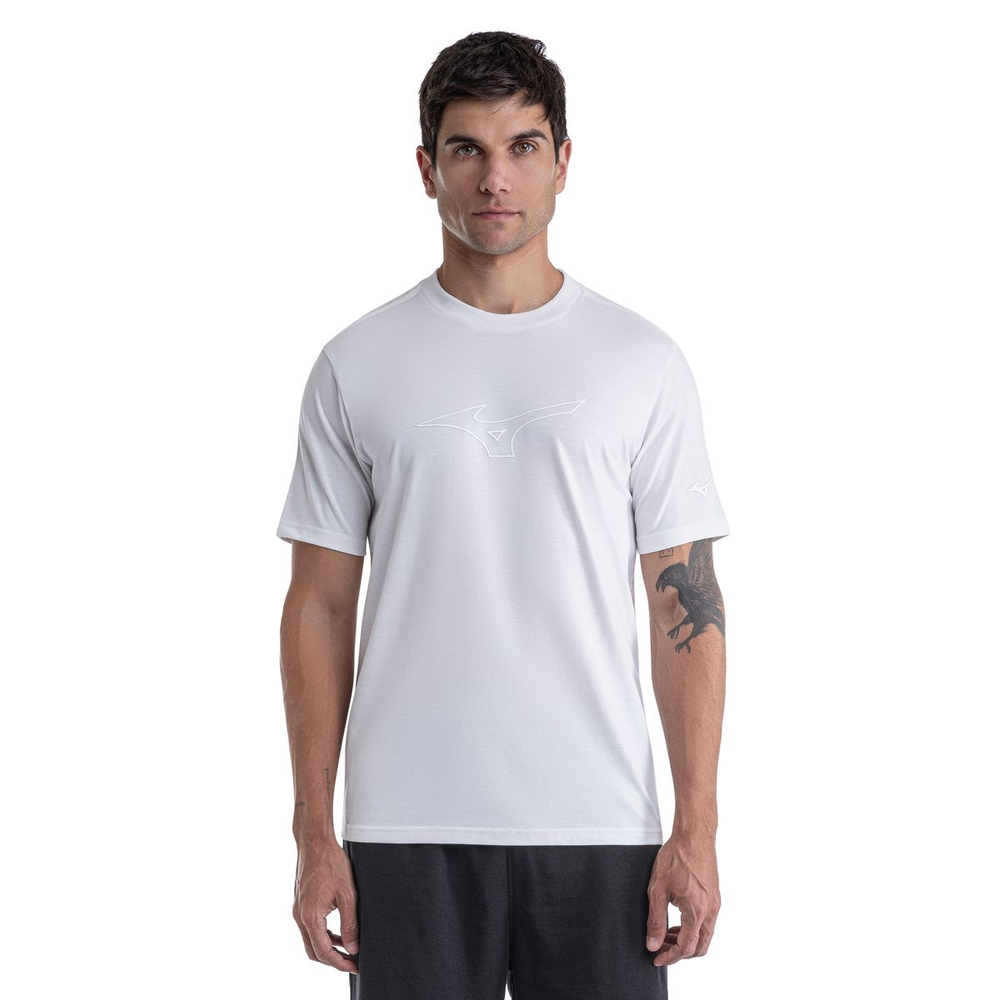 Camiseta Casual Mizuno Big Logo Masculina P Branco Camiseta Casual Mizuno Big Logo Masculina P Branco