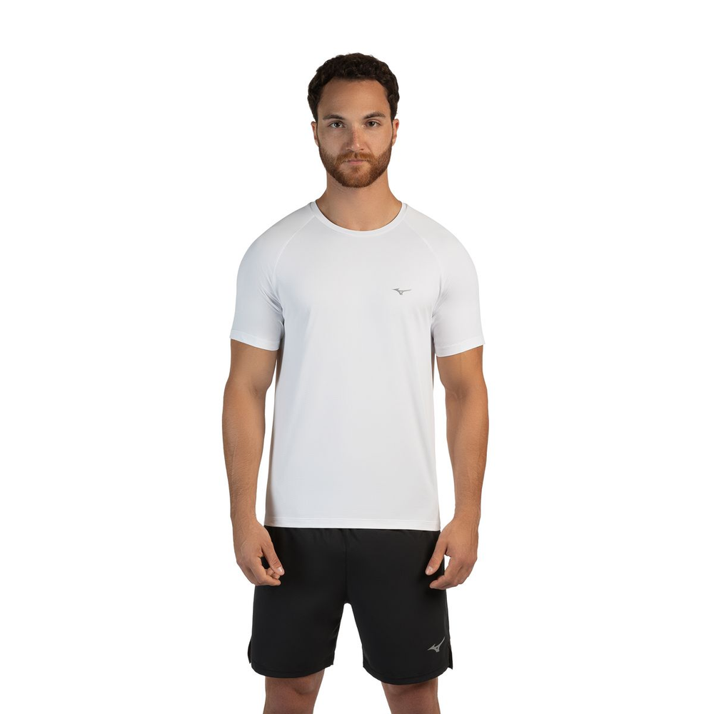 Camiseta de Corrida Masculina Mizuno Pro Uv M Branco Camiseta de Corrida Masculina Mizuno Pro Uv M Branco