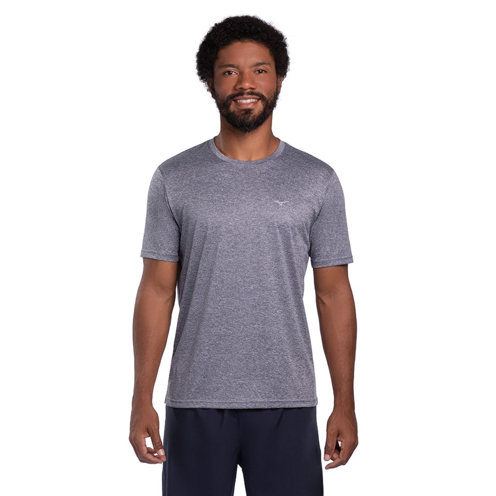Camiseta de Corrida Masculina Mizuno Run Spark 2 Mescla EG Azul
