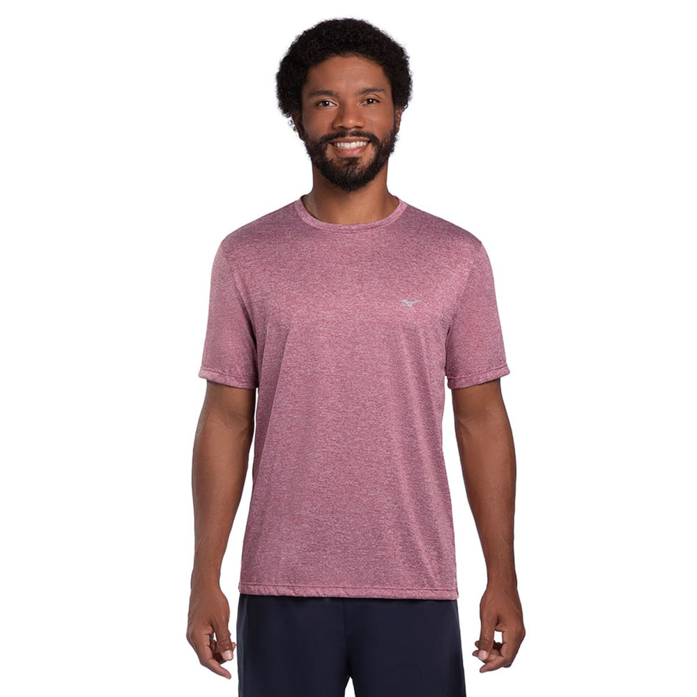 Camiseta de Corrida Masculina Mizuno Run Spark 2 Mescla G Vermelho Camiseta de Corrida Masculina Mizuno Run Spark 2 Mescla G Vermelho