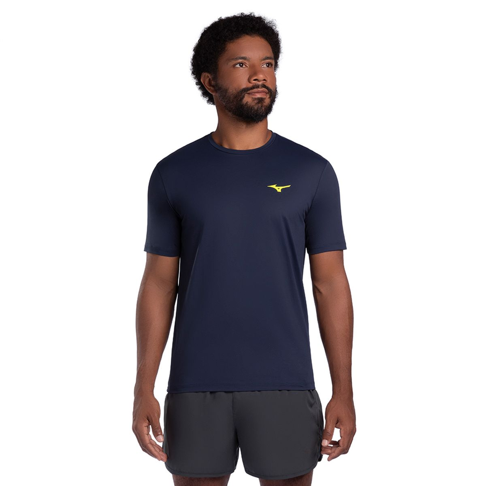Camiseta de Corrida Mizuno Focus Stamp Masculina P Azul Camiseta de Corrida Mizuno Focus Stamp Masculina P Azul