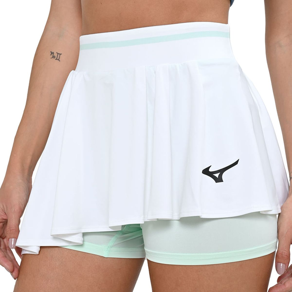 Saia de Tennis Mizuno Frontier Flying Feminina GG Branco Saia de Tennis Mizuno Frontier Flying Feminina GG Branco
