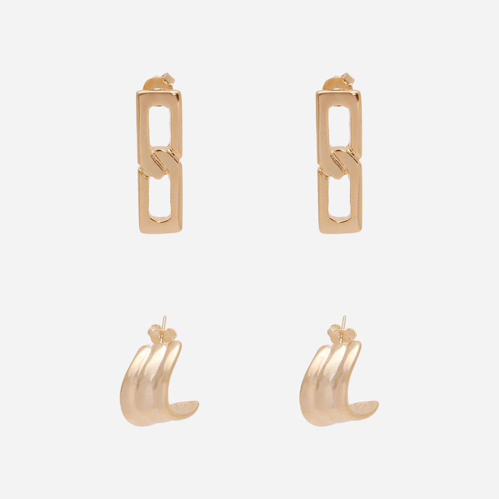 Kit de brinco feminino vintage minimal dourado