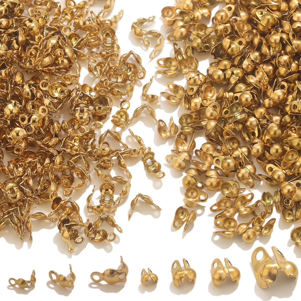 50pcs PVD Gold Plated Stainless Steel Connector Clasp Crimp End Beads For Bracelet Necklace Chains DIY End Caps Jewelry Findings 50pcs PVD Gold Plated Stainless Steel Connector Clasp Crimp End Beads For Bracelet Necklace Chains DIY End Caps Jewelry Findings