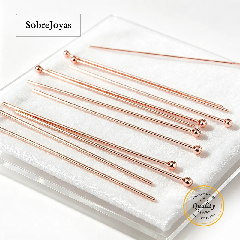 14K Rose Gold Filled Ball Headpin 24 Gauge Wire 0.41/0.5mm Length 1/1.5/2 Inch (25.4/38.1/50.8mm) for Wholesale Jewelry Making 14K Rose Gold Filled Ball Headpin 24 Gauge Wire 0.41/0.5mm Length 1/1.5/2 Inch (25.4/38.1/50.8mm) for Wholesale Jewelry Making